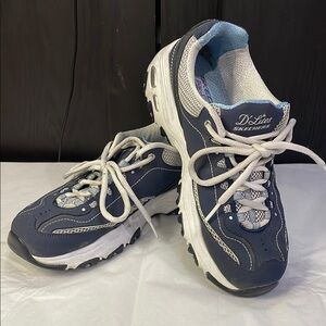 Skechers D'Lites Navy and White Athletic Shoes